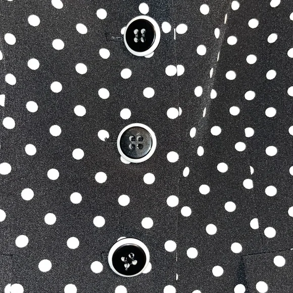 Kasper - Vintage 90’s Black & White Polka Dot Blazer Jacket - Picture 3 of 12
